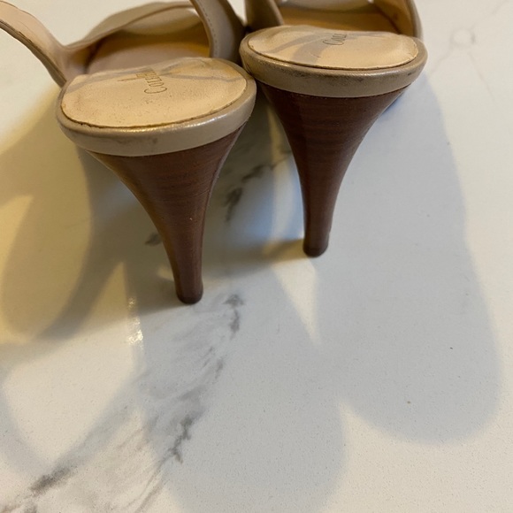 Cole Haan Beige Peep Toe Slingback Heels - Picture 3 of 4